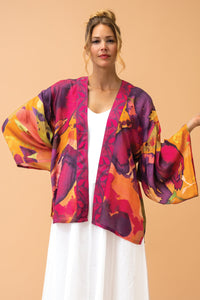 Oversized Blooms Kimono Jacket - Mustard