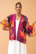 Powder Oversized Blooms Kimono Jacket - Mustard