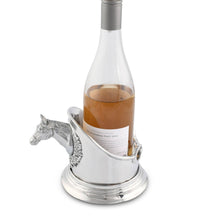 Load image into Gallery viewer, Arthur Court Horse Head Wine Caddy holding wine bottle

