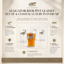 Load image into Gallery viewer, Alligator Beer Pint Glasses graphic with information 
