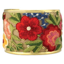 Load image into Gallery viewer, Mesh Red Flower Embroidered Elegance Cuff Bracelet
