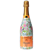 Load image into Gallery viewer, Champagne Bottle covered with the Springtime Serenade Champagne Bottle Wrap

