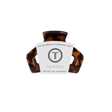 Load image into Gallery viewer, TELETIES Open Tortoise Petite Hair Clip with packaging 
