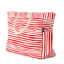 Load image into Gallery viewer, Stripe Durham Tote  - White/Red
