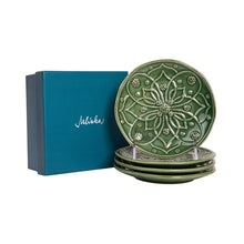 Load image into Gallery viewer, Juliska Jardins Du Monde Side/Cocktail Plate Assorted Set/4 with blue gift box
