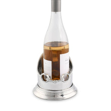 Load image into Gallery viewer, Arthur Court Horse Head Wine Caddy holding wine bottle back showing bit accent
