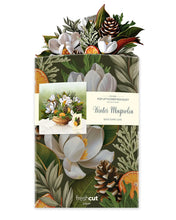 Load image into Gallery viewer, FreshCut Paper Winter Magnolia Greeting Card with a matching card
