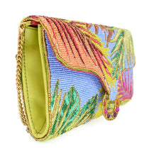 Load image into Gallery viewer, Tropics Palm Beaded Palm Fronds Crossbody/Clutch Handbag side view 
