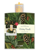 Load image into Gallery viewer, FreshCut Paper Holiday Candle w/ Lights Greeting Card in matching envelope 
