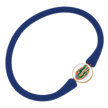 Load image into Gallery viewer, blue silicone bracelet with gator logo charm
