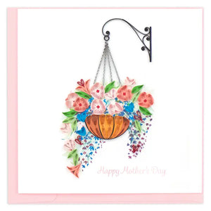 Mother's Day Hanging Flower Basket Quilled Card