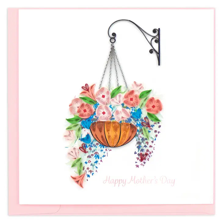 Mother's Day Hanging Flower Basket Quilled Card