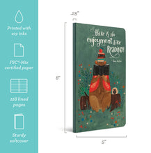 Load image into Gallery viewer, graphic with details printed with soy inks FSC mix certified paper 128 lined pages sturdy softcover
