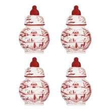 Load image into Gallery viewer, Found red and white place card holders shaped as ginger jars
