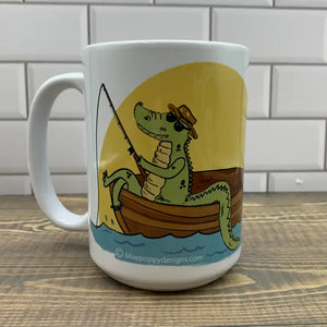 Fishing Gator 15 oz Coffee Mug