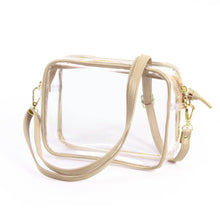 Load image into Gallery viewer, Bridget Clear Purse with Vegan Leather Trim and Straps - Gold
