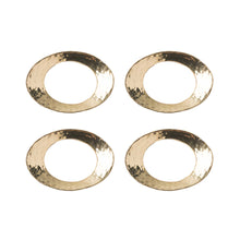 Load image into Gallery viewer, Four gold oval shaped napkin rings with a hammered texture
