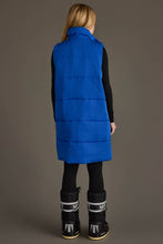 Load image into Gallery viewer, back view of a woman in long sleeeless Royal Blue Vest
