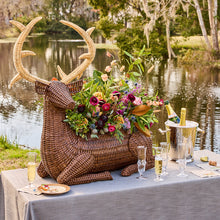 Load image into Gallery viewer, Juliska Devon Willow Stag Party Bucket filled with flowers and set of a table with champagne bucket and glasses
