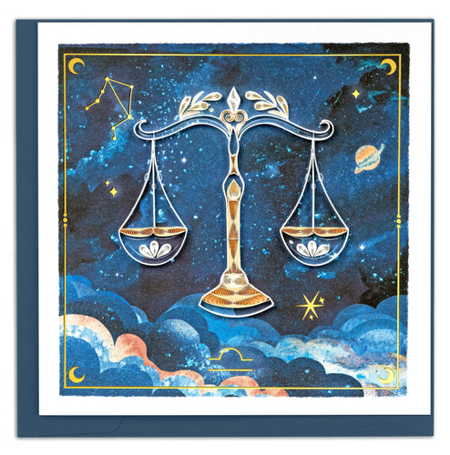Quilled Libra Zodiac Greeting Card