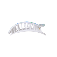 Load image into Gallery viewer, TELETIES Blue Marigold Medium Flat Round Hair Clip size view showing teeth

