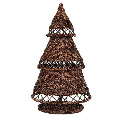 Pine tree woven with dark brown rattan