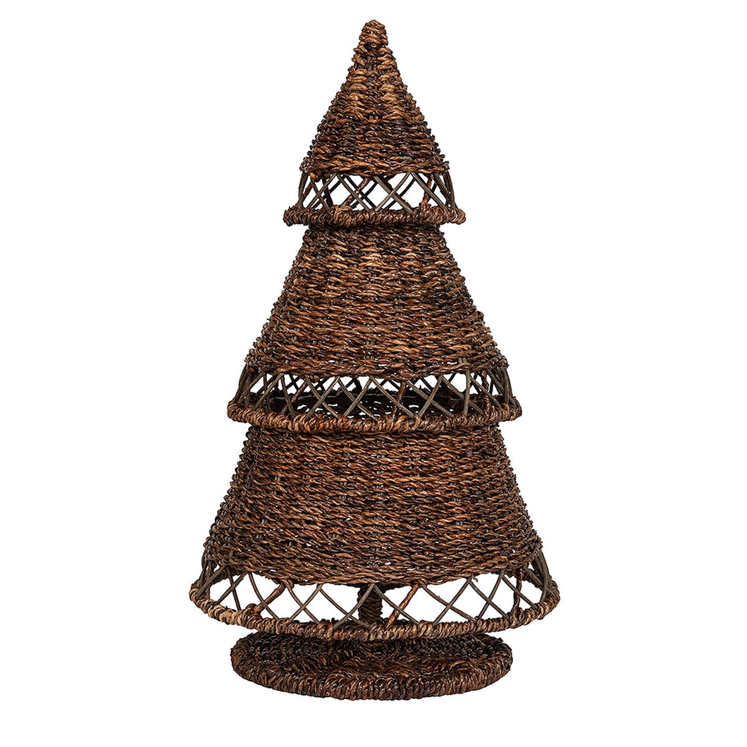 Pine tree woven with dark brown rattan