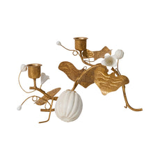 Load image into Gallery viewer, Juliska Forest Walk Pumpkin &amp; Vine Double Candlestick Holder - Gold
