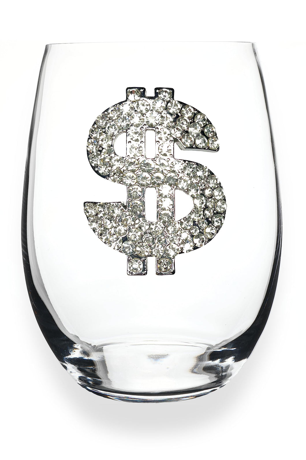 Diamond Dollar Sign Jeweled Stemless Glass