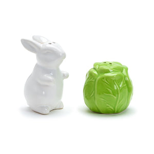 Easter Bunny and Cabbage Leaf Salt and Pepper Shaker Set