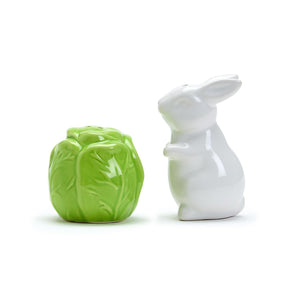 Easter Bunny and Cabbage Leaf Salt and Pepper Shaker Set