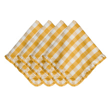 Load image into Gallery viewer, Juliska Gingham Ruffle Napkin Set/4 sunshine yellow
