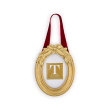 Load image into Gallery viewer, Holly Leaves Hanging oval Photo Frames with red Ornament ribbon 

