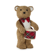 Load image into Gallery viewer, Little Drummer Bear Decor with a plaid covered drum

