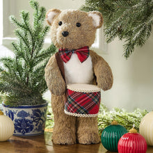 Load image into Gallery viewer, Little Drummer Bear Decor set on a table with ornaments 
