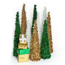 Load image into Gallery viewer, Tinsel and Holly Collapsible Trees - Set of 3

