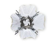 Load image into Gallery viewer, Horse Stand Acrylic Bowl top view showing floral detail at center of the stand 
