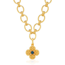 Load image into Gallery viewer, Capucine de Wulf Berry Clover Double Sided Pendant with Blue Labradorite on gold link chain
