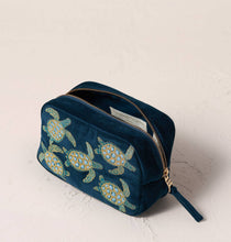 Load image into Gallery viewer, Turtle Conservation Cosmetics Bag - Marine Navy Velvet
