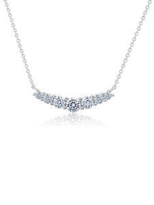 Brilliant Round 7 Stone Bar 16'' Extending Necklace Finished in Pure Platinum