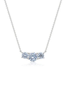 Brilliant Round 3 Stone Prong Set 16'' Extending Necklace Finished in Pure Platinum