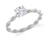 Crislu Evertwined Solitare Rope Ring Finished in Pure Platinum