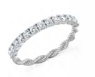 Crislu Evertwined Half Eternity Rope Ring Finished in Pure Platinum