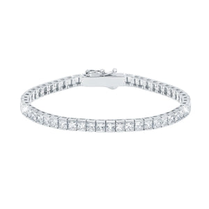 Brilliant Square Princess Cut 3mm Tennis Anklet Finished in Pure Platinum