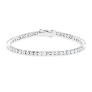 Brilliant Round Cut 3mm Tennis Anklet Finished in Pure Platinum