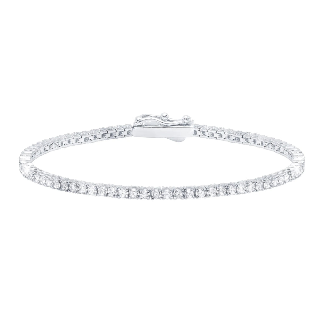 Brilliant Round Cut 2mm Tennis Anklet Finished in Pure Platinum