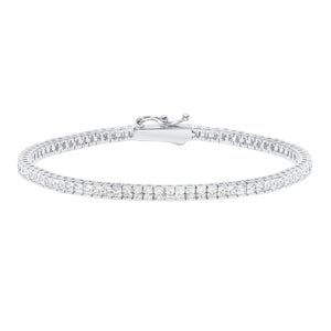 Brilliant Square Princess Cut 2mm Tennis Anklet Finished in Pure Platinum