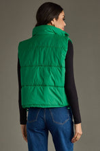Load image into Gallery viewer, woman in a puffy Classic Green Vest back view
