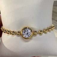 Crislu B.B.Y. Solitaire Adjustable Bracelet Finished in 18kt Yellow Gold
