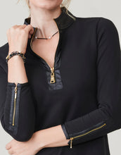 Load image into Gallery viewer, Spartina 449 Nora Half-Zip Dress w/Vegan Leather Black
